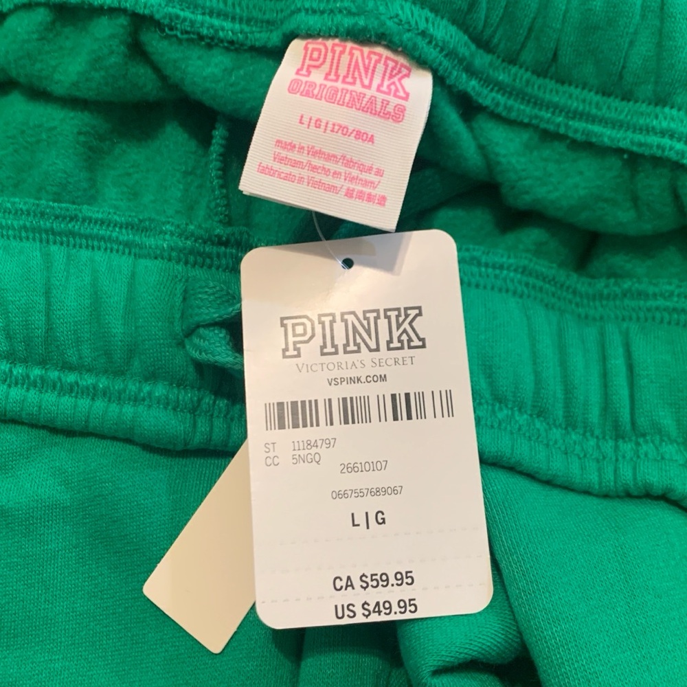 PINK Victoria's Secret Vibrant Green sweatsuit set hoodie & jogger oversized LRG